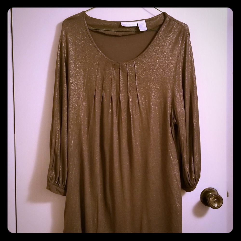 Olive Soft Glitter Long Sleeve Blouse